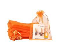 Lot de 100 petits sacs cadeaux en organza orange de 10 x 15 cm, pochettes à bijoux de mariage avec cordon de serrage, sacs à dragées en maille pour anniversaire, mariage, Noël, emballage cadeau