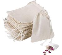 Lot de 100 petits sacs en coton 6 x 8 cm avec cordon de serrage - Petits sacs en maille réutilisables pour bijoux, thé, café, épices