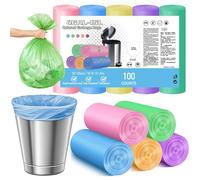 Lot de 100 petits sacs poubelle colorés, solides et étanches pour cuisine, salle de bain et bureau (taille 15 à 20 litres)