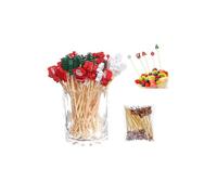 Lot de 100 pics à cocktail de Noël, cure-dents pour apéritif de Noël, décoration de Noël sur le thème vintage, pour Noël, Nouvel An, fête, nourriture, fruits, boissons