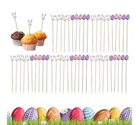 Lot de 100 pics à cocktail - Décoration pour fête de Pâques - Cure-dents pour gâteaux, sandwichs - Pour les fournitures de fête, les aliments, les boissons, les gâteaux, les vacances, le printemps