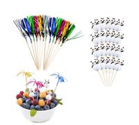 Lot de 100 pics à cocktail en forme de panda et de feu d'artifice. Parfaits pour décorer les gâteaux, les fruits et les boissons. Parfaits pour les bars et les fêtes.