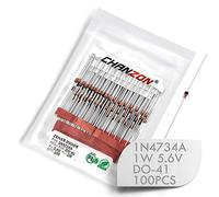 (Lot de 100 pièces) Chanzon 1N4734A 1N4734 Diode Zener de puissance 1W 5.6V DO-41 (DO-204AL) Diodes axiales 1 Watt 5.6 Volt 5V6