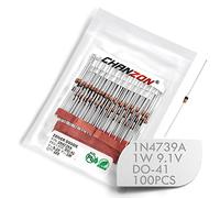 (Lot de 100 pièces) Chanzon 1N4739A 1N4739 Diode Zener de puissance 1W 9.1V DO-41 (DO-204AL) Diodes axiales 1 Watt 9.1 Volt 9V1