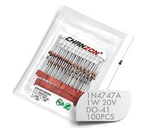 (Lot de 100 pièces) Chanzon 1N4747A 1N4747 Diode Zener de puissance 1W 20V DO-41 (DO-204AL) Diodes axiales 1 Watt 20 Volt