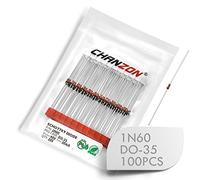 (Lot de 100 pièces) Chanzon 1N60 Diodes de redressement de barrière Schottky 30mA 40V DO-35 (DO-204AH) Axial IN60 30 mA 40 Volt Diode de commutation de petit signal pour TV AM FM Radio