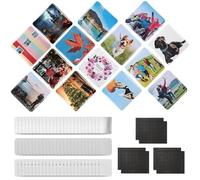 Lot de 100 pièces de boutons carrés - Aimant de réfrigérateur 50 x 50 mm avec coque en métal, aimant souple, coque arrière en plastique, film transparent et papier vierge