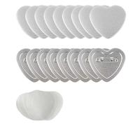 Lot de 100 pièces de boutons vierges en forme de cœur, ensemble de badges à faire soi-même, dessus en métal + épingle arrière + films transparents en PVC compatibles et multi-usages