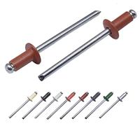 Lot de 100 pièces de rivets aveugles peints 4,0 x 8 mm, tête bombée, DIN 7337, rivet en aluminium et mandrin en acier, rivets à pression (100, brun cuivré RAL 8004)