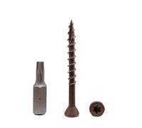 (Lot de 100 pièces) Vis pour terrasse en bois brun à surface anti-corrosion 4,2 x 45 mm, vis à bois, tête Torx, type 17, tête fraisée, vis extérieure (100, 4,2 x 45 mm)