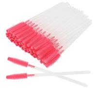 Lot de 100 pinceaux de maquillage en silicone souple avec poignée en cristal pailleté pour application de cils (tout rose)