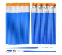 Lot de 100 Pinceaux Peinture Acrylique, 50 Pinceau Ronds et 50 Pinceau Plats, Set Pinceaux Peinture, Pinceau Acrylique, Pinceau Gouache, pour Travaux Manuels, Cours d'art, Aquarelle, Toile, Visage