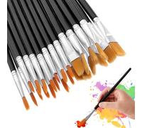 Lot de 100 pinceaux ronds et 50 pinceaux plats - Peinture acrylique - Pour débutants, artistes et amateurs de peinture (noir)