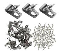 Lot de 100 Pinces de Fixation pour Clôtures Agricoles Agrafe Grillage Clips en Acier Inoxydable avec Vis Serre Cable Acier Pince pour Grillage Clips de Fixation pour Clôture en Bois Métal ou Vinyle