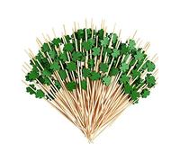 Lot de 100 piques à cocktail en forme de trèfle pour la Saint-Patrick avec trèfle porte-bonheur, décoration de fête d'anniversaire irlandaise, décorations de gâteaux aux fruits