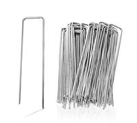 Lot de 100 piquets de fixation de jardin, piquets de tente en métal lourd en forme de U pour membrane de mauvaises herbes - 150 mm, enfonce piquet