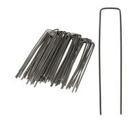 Lot de 100 Piquets de fixation, sardines pour tente, piquet ancrage sol jardin, 3 mm 15 cm long acier, argenté