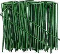 Lot de 100 piquets Jardin en Forme U, agrafes Paysage, Tente, Fixation Robustes for pelouse, clôture pour Le Jardin(Green- 0.3x4x10cm)