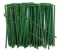 Lot de 100 piquets Jardin en Forme U, agrafes Paysage, Tente, Fixation Robustes for pelouse, clôture pour Le Jardin(Green- 0.3x4x10cm)
