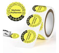 Lot de 100 plaques de contrôle Dguv V3 - 20 mm - Sceau de contrôle pour appareils électriques - Jaune - Pour prochaine date de test - Pince - Autocollant de contrôle suivant