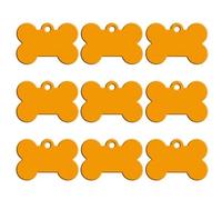 Lot de 100 plaques d'identification vierges en aluminium pour chien, plaque d'identification pour animal domestique, numéro de téléphone, plaque d'identification personnalisée, jaune, 38 x 25 x 1 mm