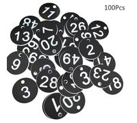 Lot de 100 plaques d'immatriculation en plastique 1 à 100 - Numéros gravés - Pour porte - Pour porte-clés - Étiquettes de casier - Pour vêtements - Étiquettes de numéro Live 1-100 1-200