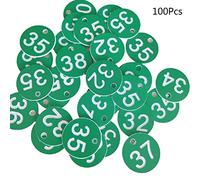 Lot de 100 plaques d'immatriculation en plastique 1 à 100 - Numéros gravés - Pour porte - Pour porte-clés - Étiquettes de casier - Pour vêtements - Étiquettes de numéro Live 1-100 1-200