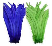 Lot de 100 plumes de coq 25-45 cm DIY Artisanat Couture Vêtements Décor Maison Fête Mariage Accessoires Bleu EN8-200 Pcs 35-40 cm