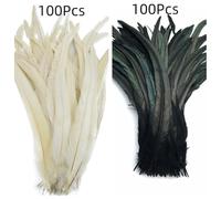 Lot de 100 plumes de coq 25-45 cm DIY Couture Vêtements Décor Maison Fête Mariage Accessoires Blanc Noir 200 Pcs 25-30 cm