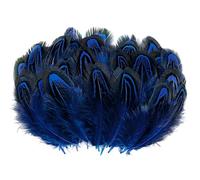 Lot de 100 plumes de faisan bleues royales de 5,1 à 7,6 cm - Plumes pelucheuses à pois pour attrape-rêves, artisanat, couture, décoration de vêtements