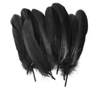 Lot de 100 plumes d'oie naturelles pour bricolage, décorations de mariage, ailes d'ange et attrape-rêves de fées, 10 à 17 cm, noir