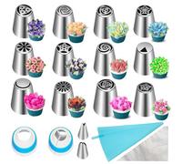 Lot de 100 poches à douille jetables de 30,5 cm avec 6 embouts de décoration et 2 coupleurs pour décoration de gâteaux et gâteaux - Réutilisables - 30,5 cm