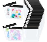 Lot de 100 pochettes à pilules étanches à fermeture éclair - Résistantes à l'huile - Réutilisables - 5 couleurs - En EVA - Auto-scellant (noir)