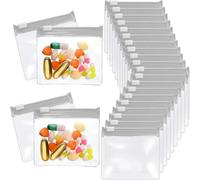 Lot de 100 pochettes de rangement pour médicaments de type fermeture éclair, étanches, résistantes à l'huile, réutilisables, 5 couleurs, EVA auto-scellant (gris)