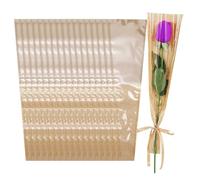 Lot de 100 pochettes en papier cadeau pour boutiques, petites fleurs, pochettes transparentes pour mariage, anniversaire, bar floral (40 x 12 x 3,8 cm)