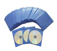 Lot de 100 pochettes en plastique épais pour CD et DVD - Matériau non tissé double face - Pour classeurs de CD et DVD bleu