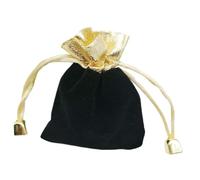 Lot de 100 Pochettes et Sacs Cadeaux en Velours avec Cordon de Serrage for Bijoux, Emballage de présentation de Perles dorées de Phnom Penh pour Bagues(Black)