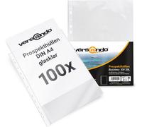 Lot De 100 Pochettes Perforées A4 Transparentes Avec Marge De Classement 60 Microns (1 X 100 Pièces)