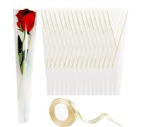 Lot de 100 pochettes simples pour fleurs avec rubans en bonus, sacs d'emballage de roses étanches pour arrangements floraux, mariage, Saint-Valentin, fête des mères