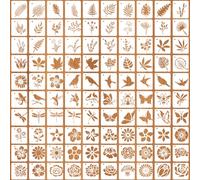 Lot de 100 pochoirs 5 x 5 cm - Motif fleurs et feuilles - Oiseau - Pochoirs de peinture - Pochoirs réutilisables - Pour scrapbooking, bois, meubles