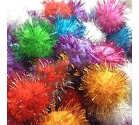 Lot de 100 pompons en peluche avec paillettes argentées, ronds, couleurs multiples,15 mm, couture Tilda, boules de bordure pour loisirs créatifs et amusants