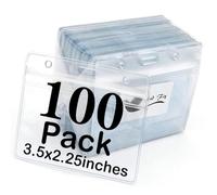 Lot de 100 porte-badges en plastique transparent horizontal de qualité supérieure