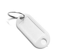 Lot de 100 porte-clés de voyage, 5 x 2,2 cm, avec porte-clés, pour bagages, animaux de compagnie, étiquettes mémoires (blanc)