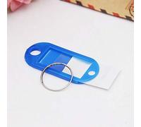 Lot de 100 porte-clés de voyage, 5 x 2,2 cm, avec porte-clés, pour bagages, animaux de compagnie, étiquettes mémoires (bleu)