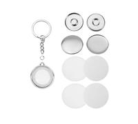 Lot de 100 porte-clés double face for machine à badges, fournitures de fabrication de broches rondes, couverture avant en métal, papier vierge Pour la production artisanale(32mm)