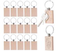 Lot de 100 porte-clés en bois pour bricolage, gravure vierge, porte-clés en bois artisanal pour cadeaux personnalisés