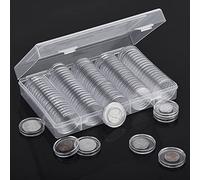 Lot de 100 Porte-pièces en Plastique avec boîte de Rangement pour pièces de Monnaie de 25 mm