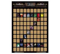 Lot de 100 posters Anime Scratch Off - Anime Bucketlist A2 - Scratch off Top 100 - Anime Bucket List - Impression couleur - Idées de papier peint photo - Cadeau pour couples, amis et famille