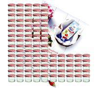 lot de 100 pots 125 ml To 66 à couvercle rouge à carreaux avec sucre diamant Magic Recipe