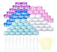 Lot de 100 pots de Crème Vides de 3g/3ml avec Couvercle à Vis, Petits Pots D'échantillons, Bouteille de Voyage, Récipient pour échantillons Liquides, Crèmes en Poudre (Couvercles Colorés)